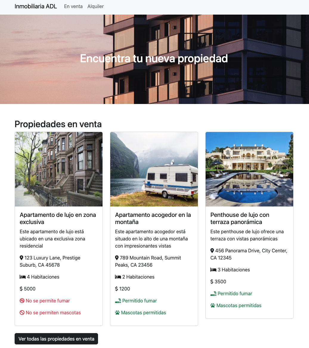 Captura del proyecto Inmobiliaria