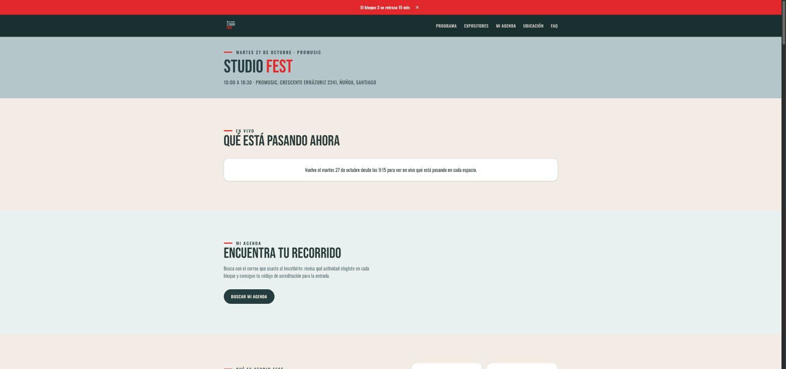 Screenshot of the project Studio Fest — App de Registro